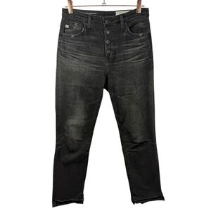 Adriano Goldschmied Isabelle High Rise Button Up Straight Crop Jeans Black 27‎